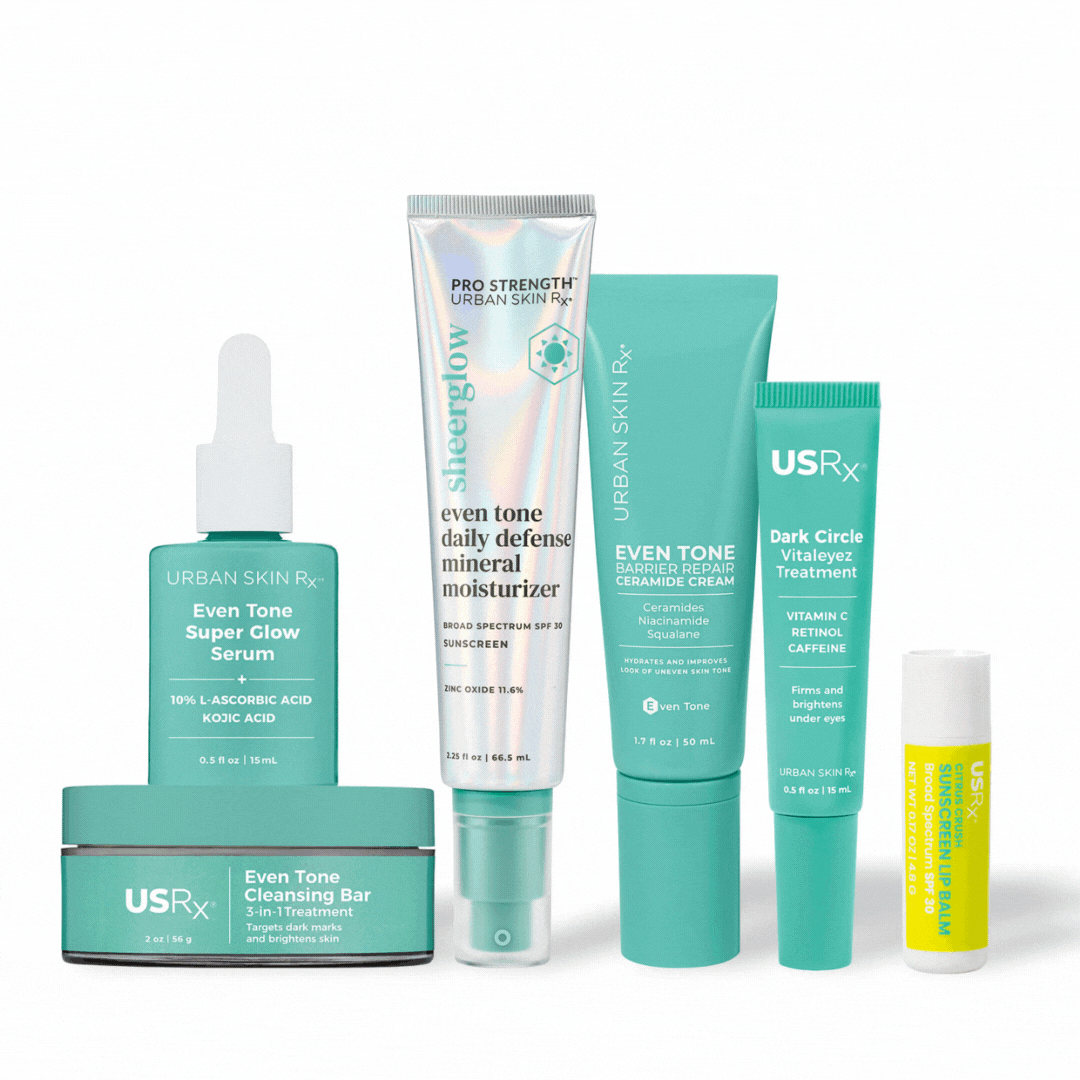 Urban Skin Rx Summer Essentials Bundle featuring six products for a full A.M. and P.M. routine