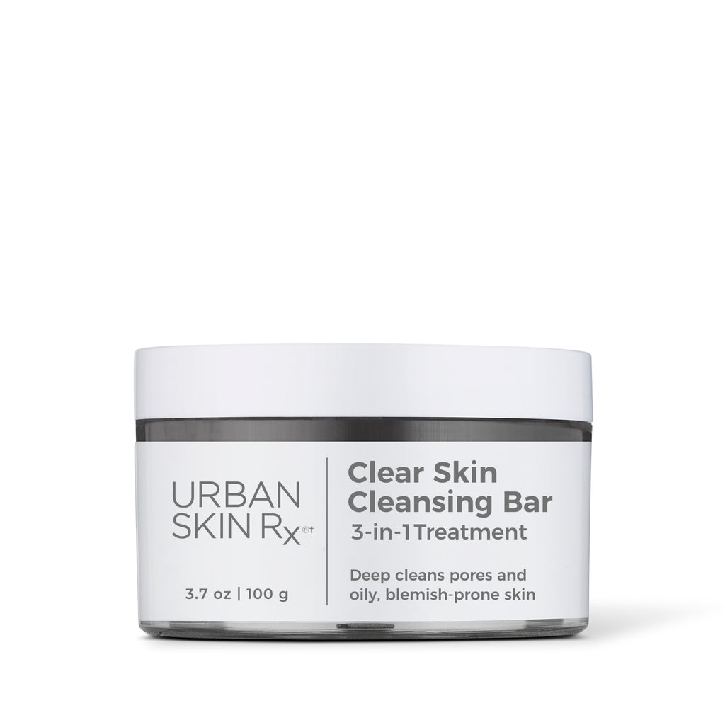 Jar of USRX Clean Skin Cleansing Bar treatment for clarifying skin