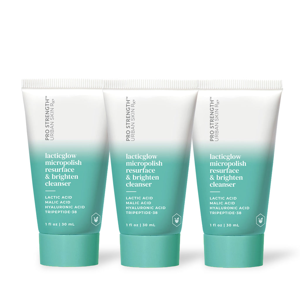 Three Urban Skin Rx Mini LacticGlow Micropolish Cleansers 